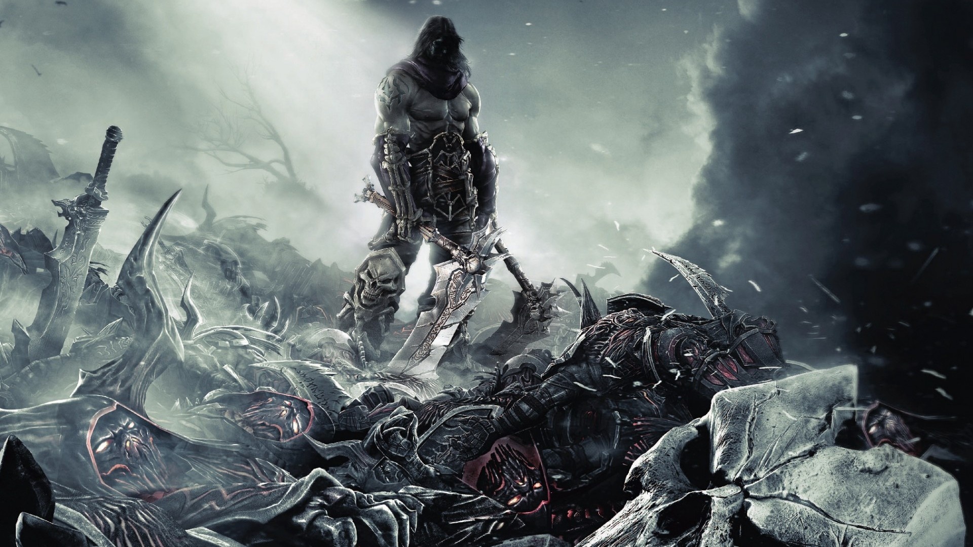 darksiders 2 fondo de pantalla,cg artwork,demonio,mitología,composición digital,personaje de ficción