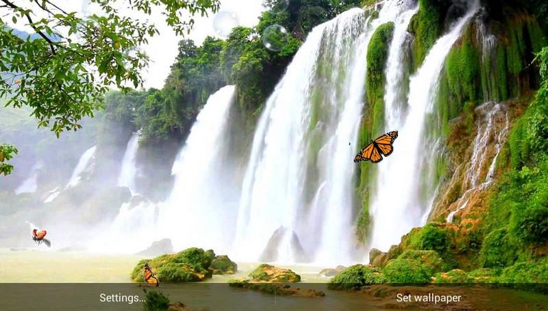 tema fondos de pantalla animasi,cascada,recursos hídricos,paisaje natural,naturaleza,cuerpo de agua