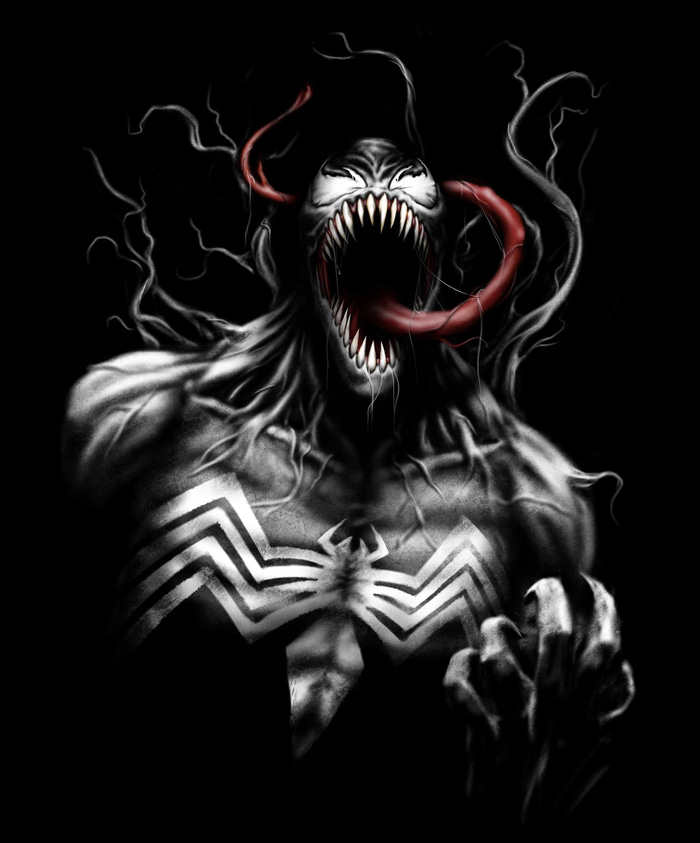unduh wallpaper,fictional character,illustration,darkness,graphic design,venom