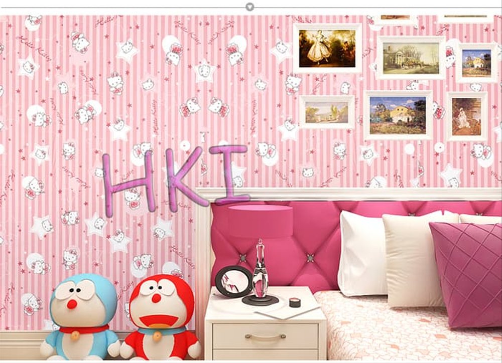 wallpaper tembok rumah,pink,wallpaper,room,cartoon,furniture