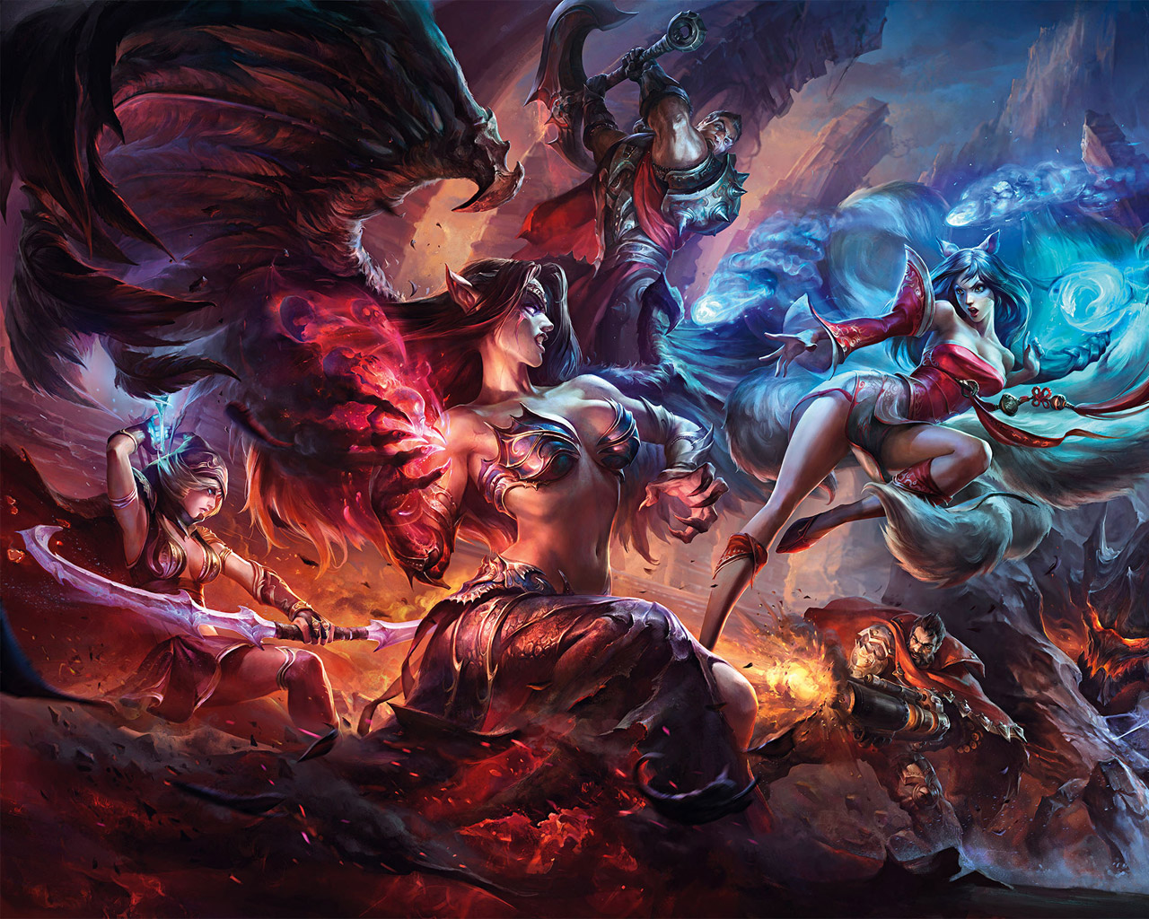 league of legends wallpaper 1280x1024,cg artwork,fictional character,mythology,art,demon