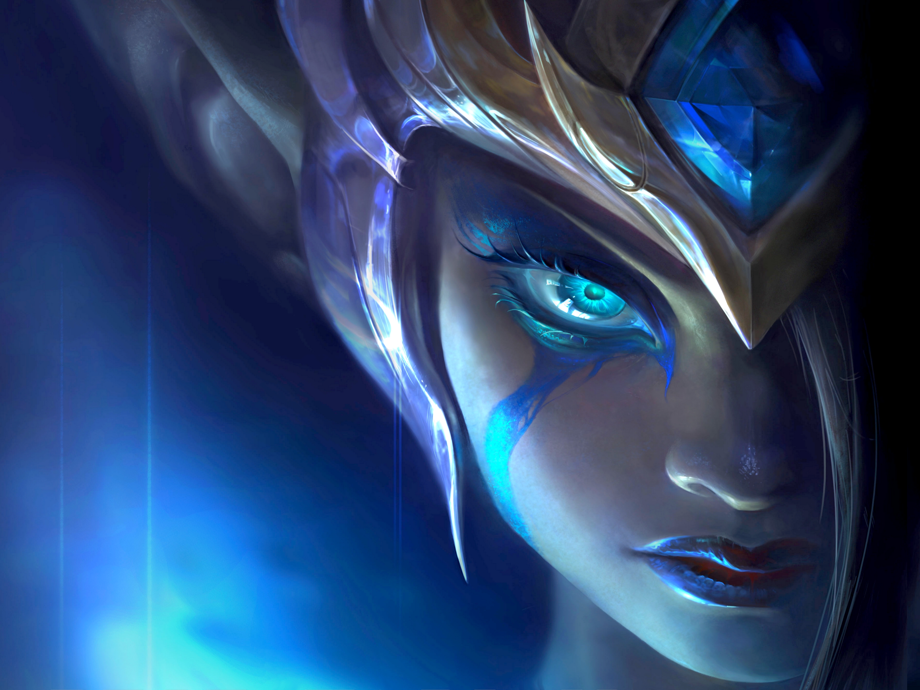 league of legends wallpaper 3d,blue,cg artwork,electric blue,fictional character,darkness