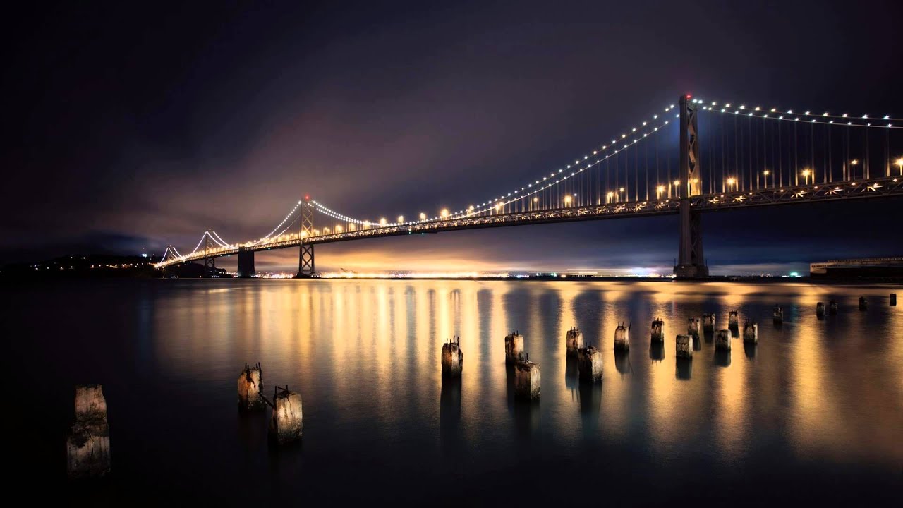 fondo de pantalla de oakland,puente,puente suspendido en cables,cielo,agua,noche