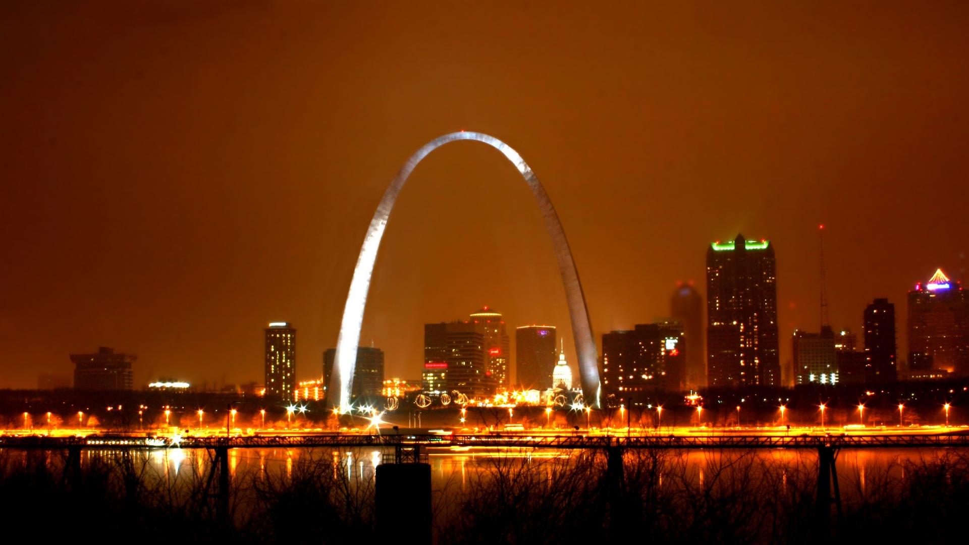 fondo de pantalla de st louis,área metropolitana,arco,paisaje urbano,ciudad,noche