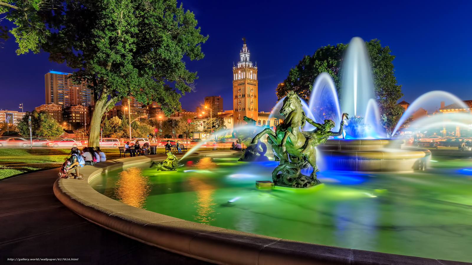 kansas city wallpaper,landmark,nature,fountain,majorelle blue,metropolitan area