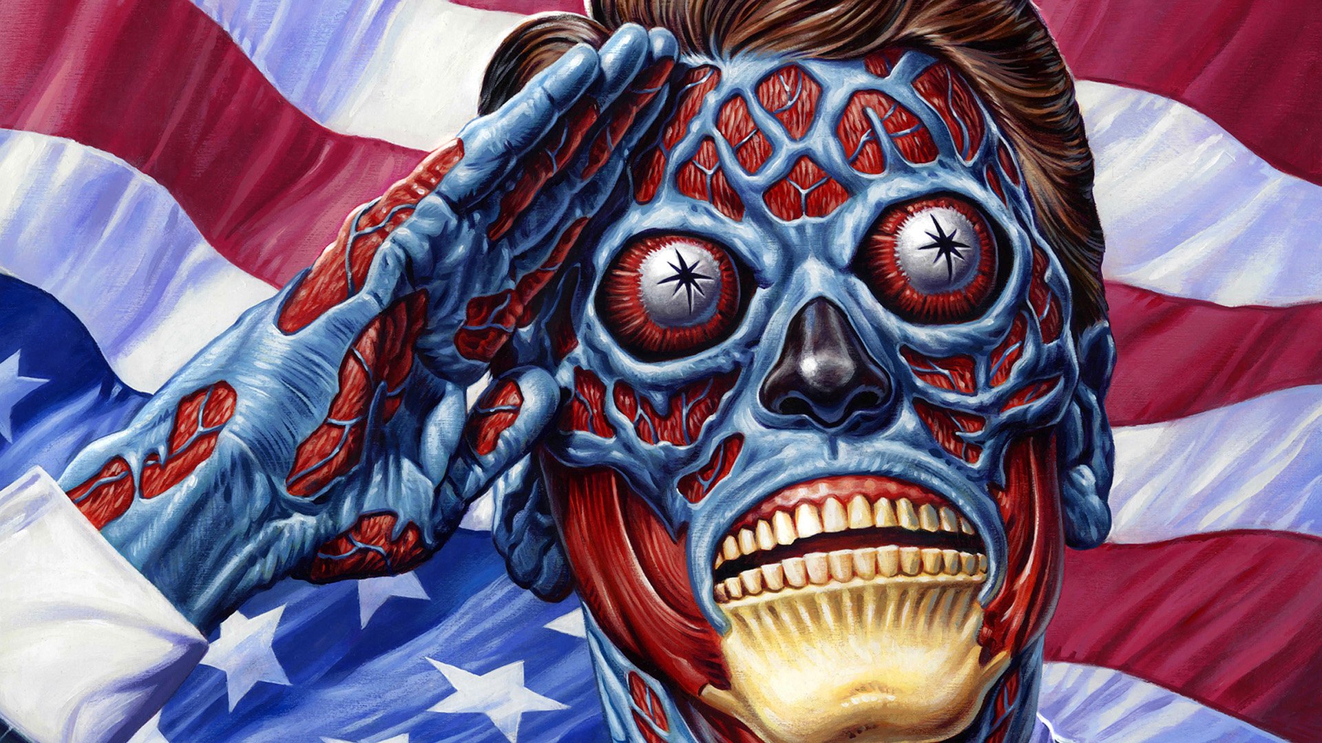 they live wallpaper,head,mouth,jaw,skull,flag