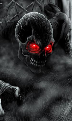 wallpaper phone android,demon,fictional character,skull,darkness,illustration