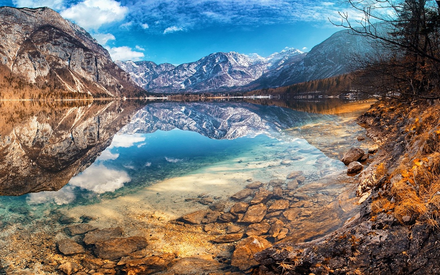 carta da parati slovenia,paesaggio naturale,natura,corpo d'acqua,riflessione,cielo