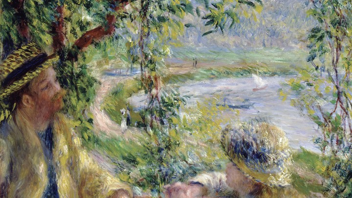 renoir tapete,gemälde,aquarellfarbe,acrylfarbe,baum,bank