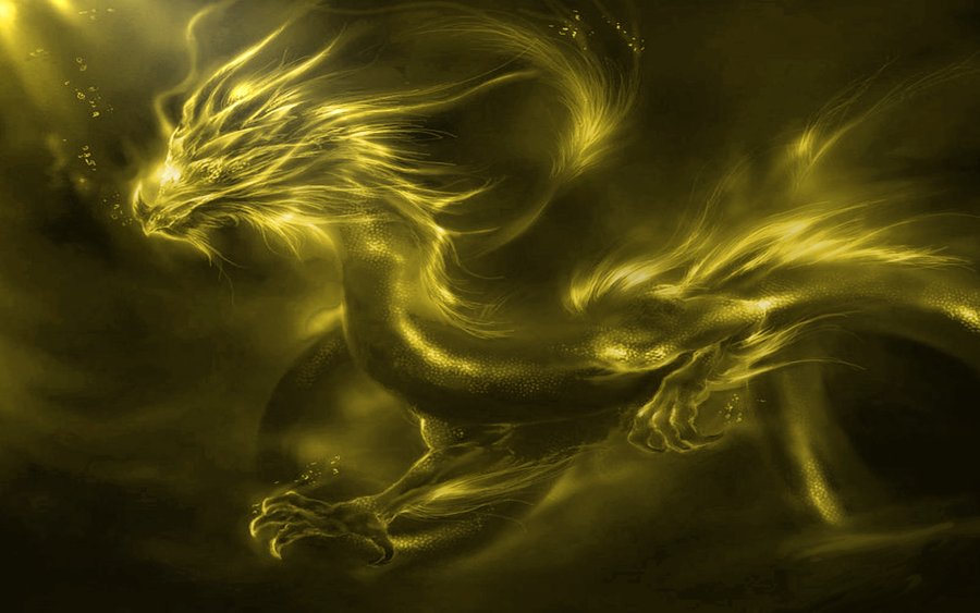 cool gold wallpaper,dragon,cg artwork,fractal art,water,sky