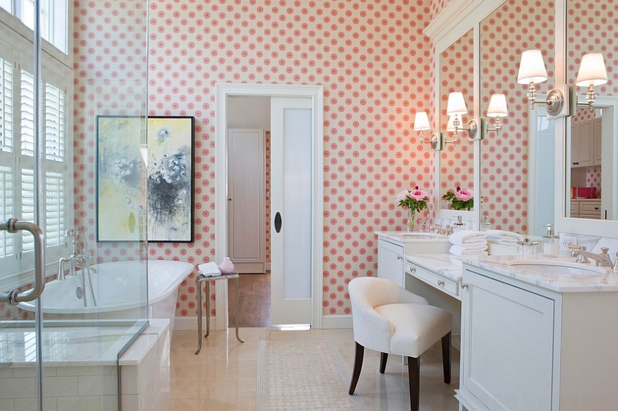 Polka Dot Bathroom Tiles- WallpaperUse