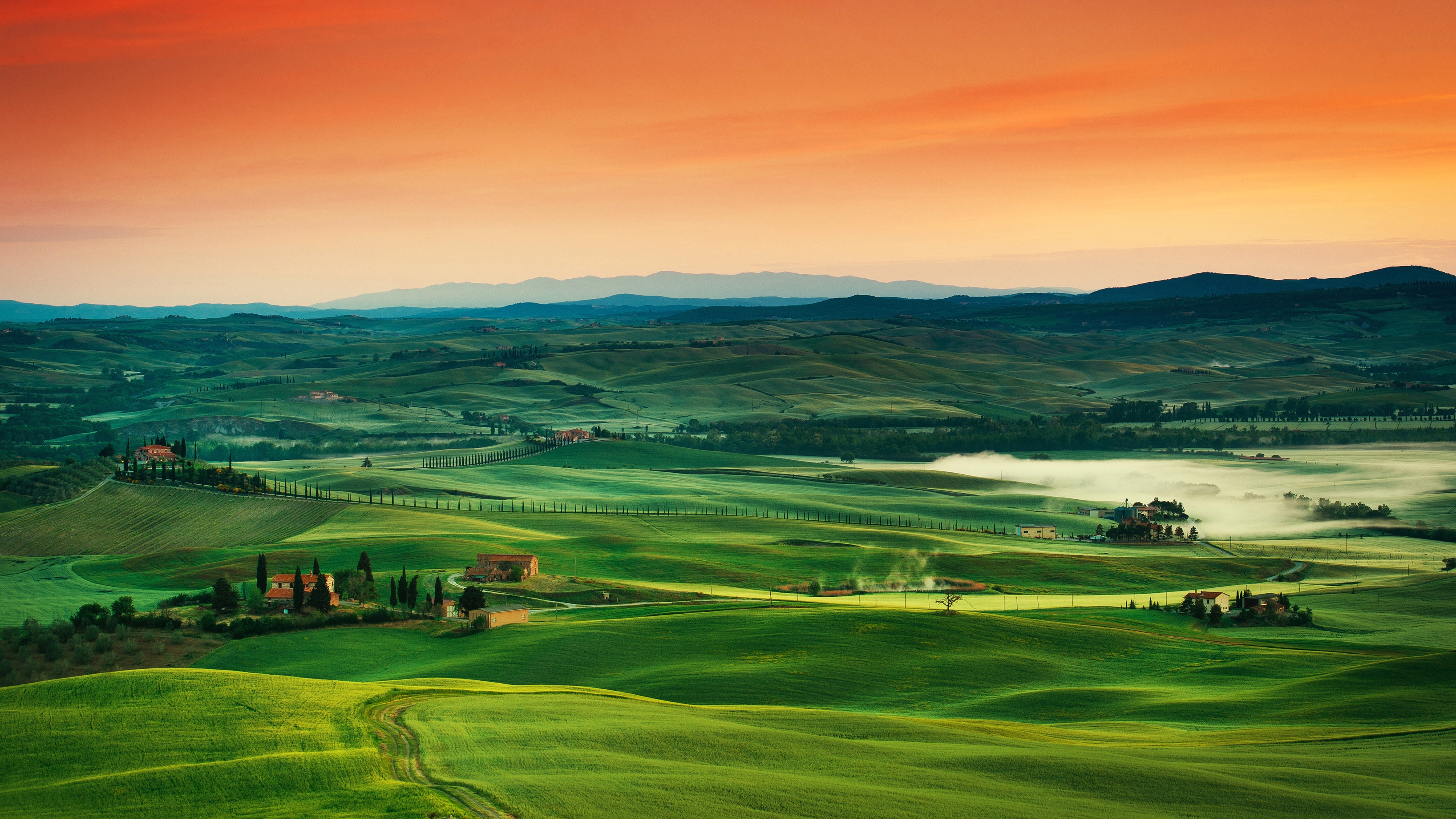 toskana tapete,grün,natürliche landschaft,himmel,natur,wiese