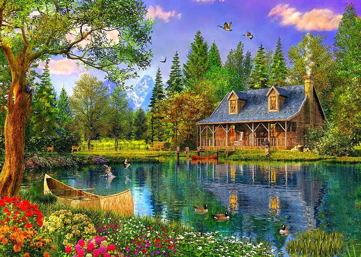 cottage wallpaper,natural landscape,nature,reflection,home,tree