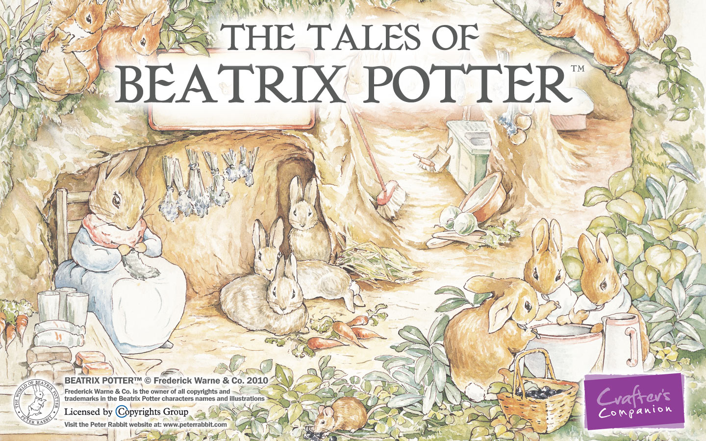 beatrix potter wallpaper,text,organism,art,adaptation,illustration