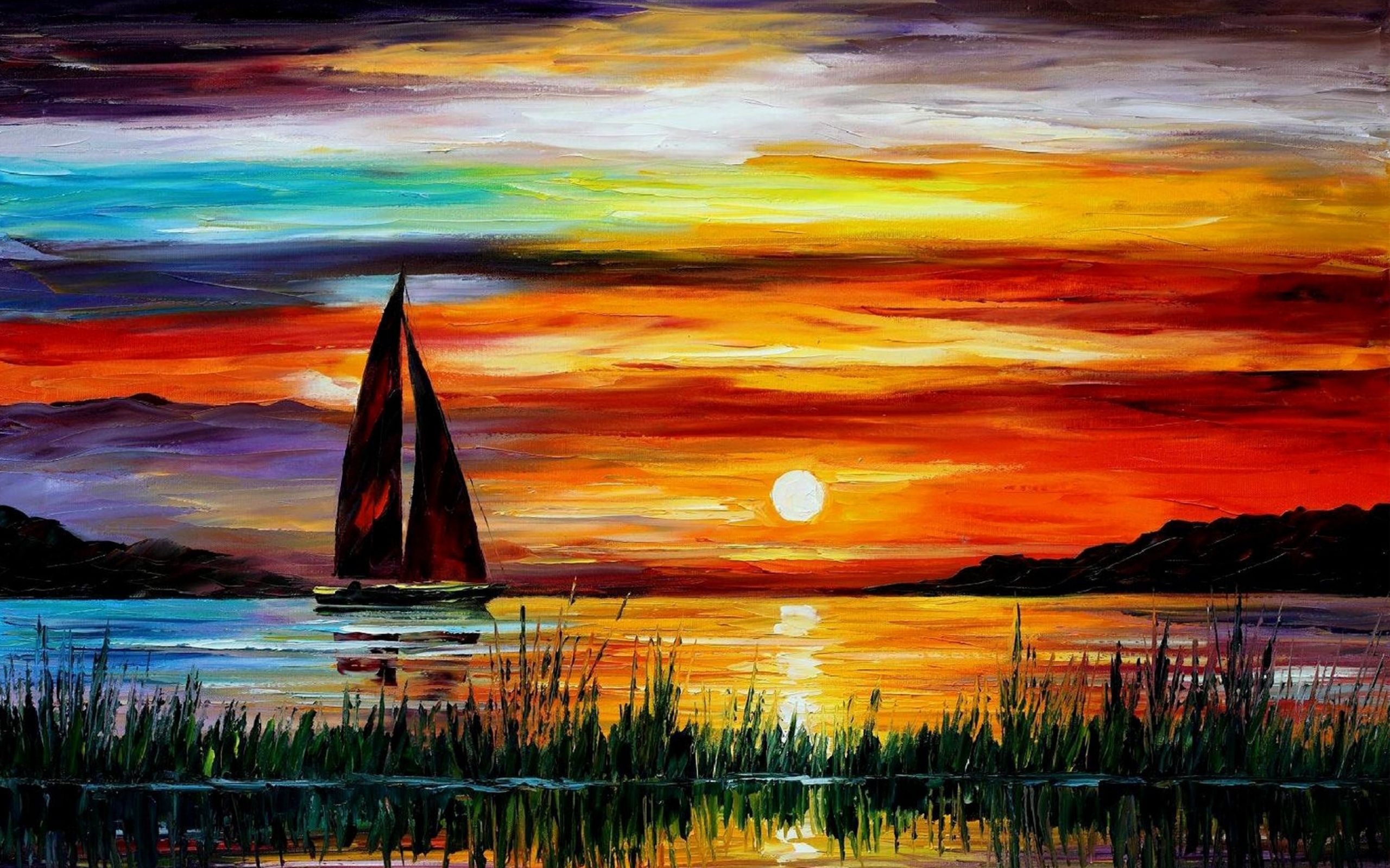 1900x1200 hd wallpaper,sky,painting,nature,sunset,watercolor paint