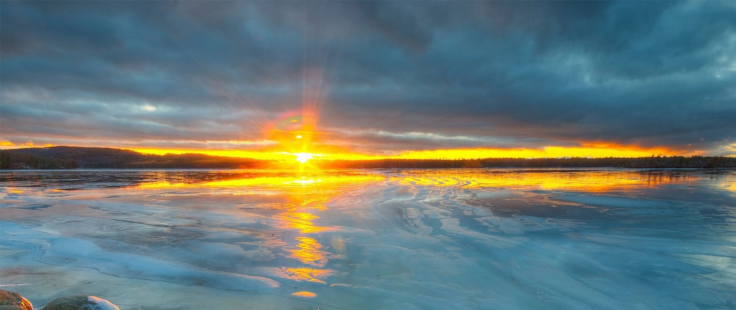 2560x1080 fondo de pantalla hd,cielo,horizonte,naturaleza,reflexión,puesta de sol