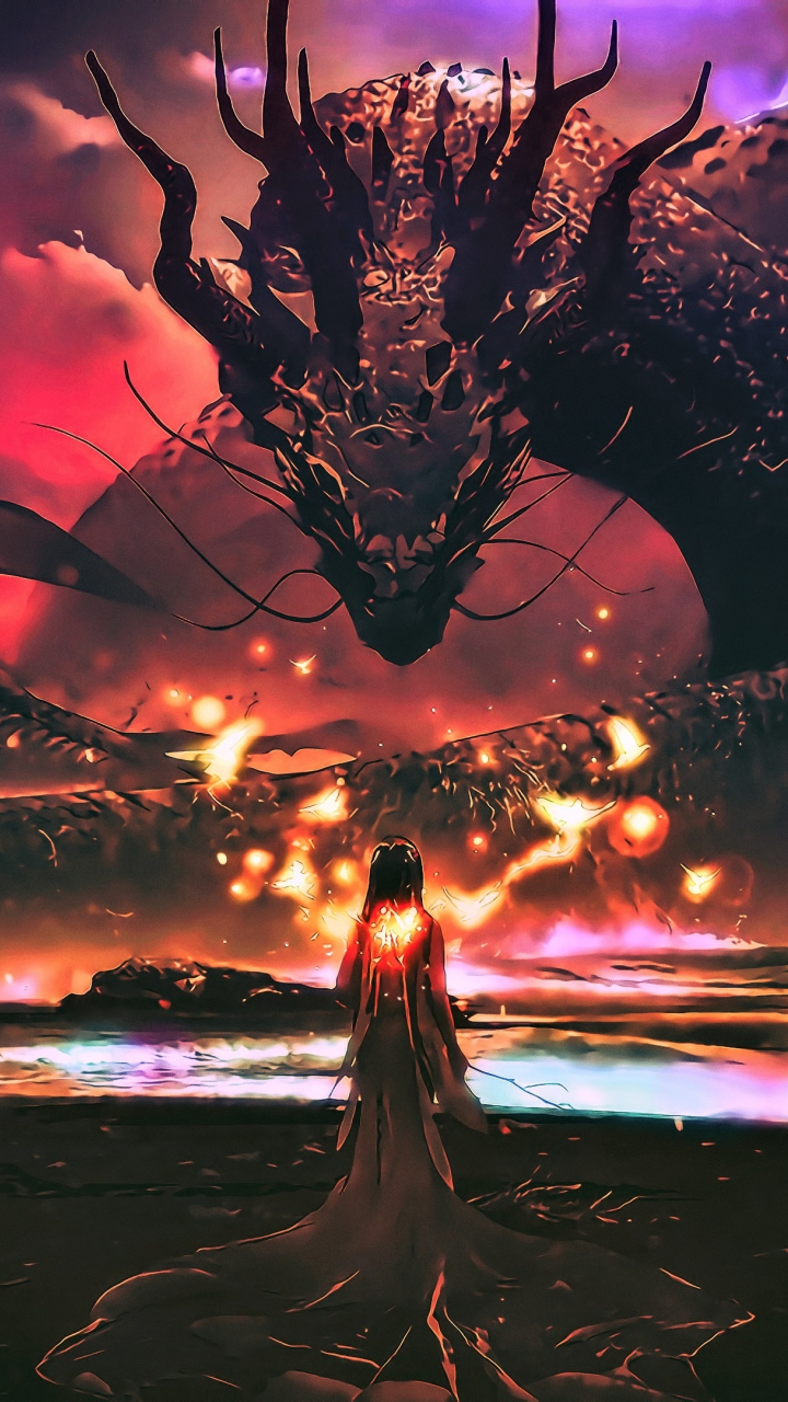 note 2 wallpaper hd 720x1280,cg artwork,sky,geological phenomenon,fictional character,dragon