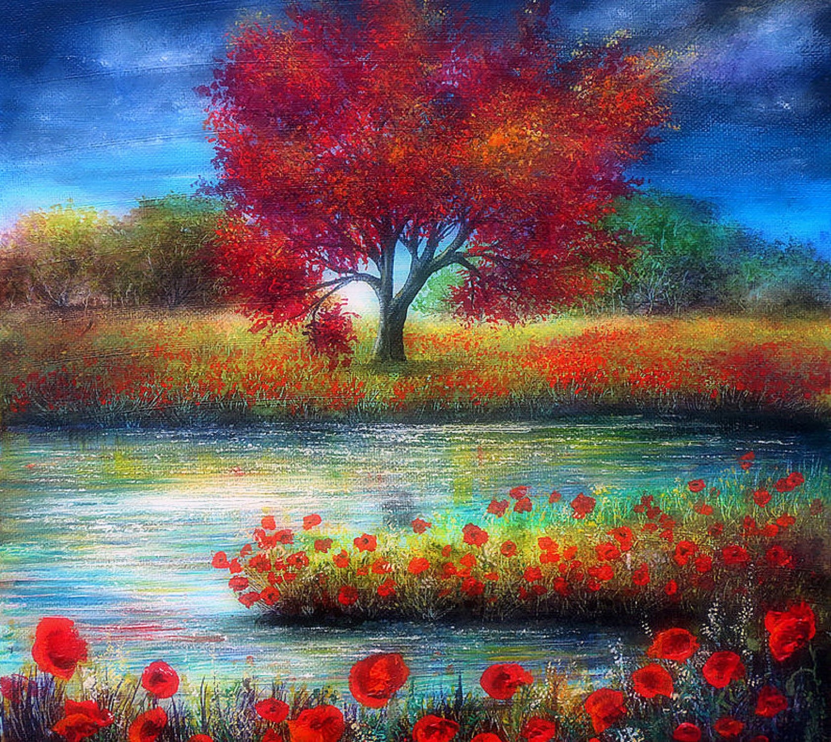 full hd hintergrund wallpaper herunterladen,natürliche landschaft,gemälde,natur,acrylfarbe,moderne kunst