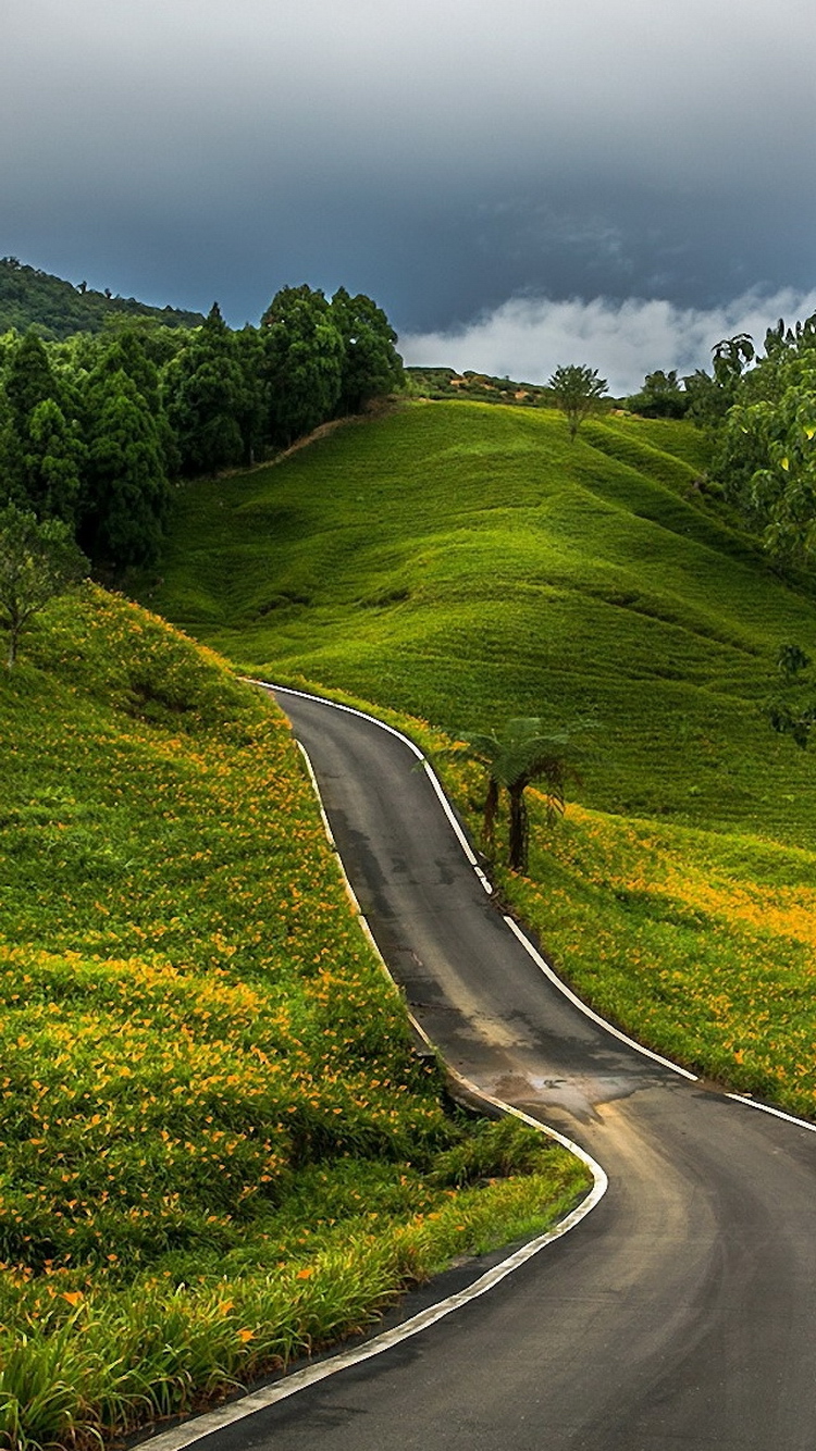 5s wallpaper hd,natural landscape,road,nature,green,hill