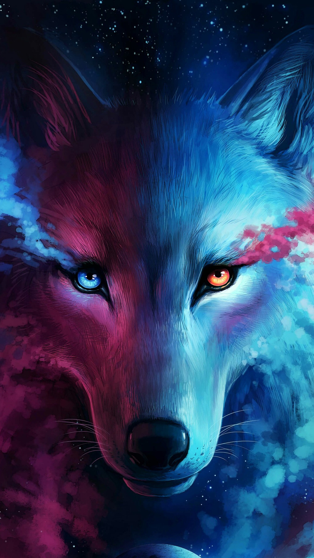 720x1280 fondo de pantalla zedge,azul,lobo,lobo rojo,fauna silvestre,ilustración