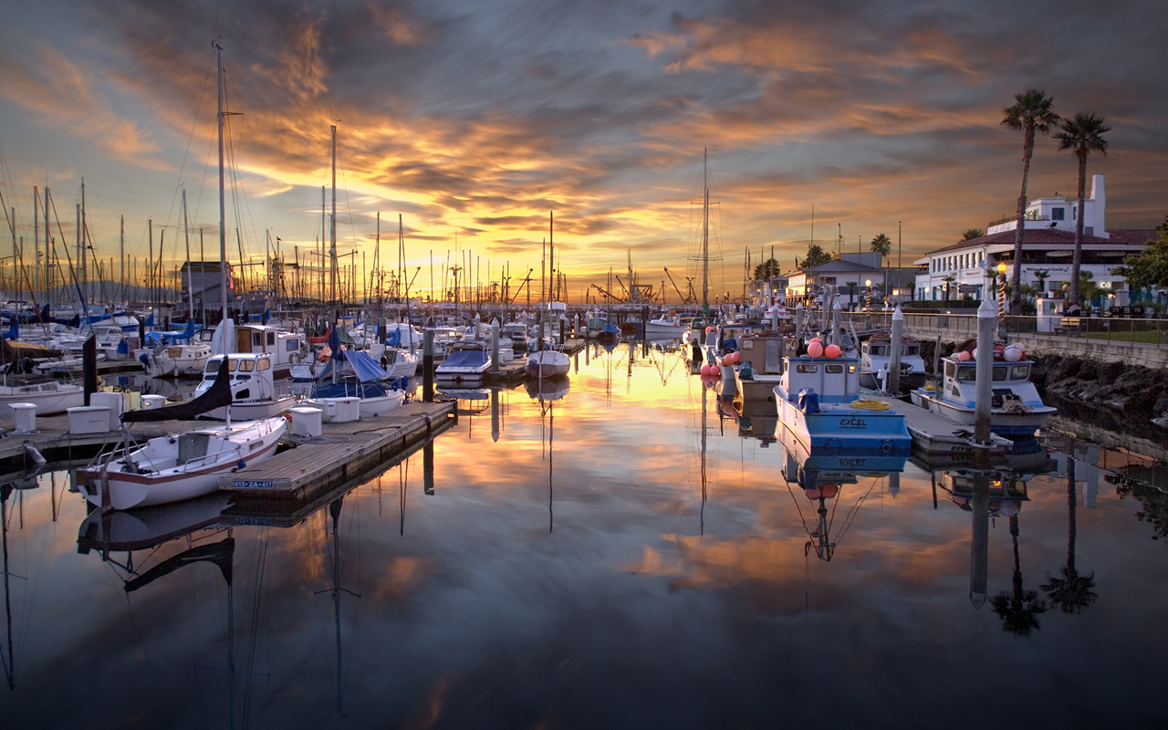 fond d'écran santa barbara,marina,ciel,port,nuage,quai