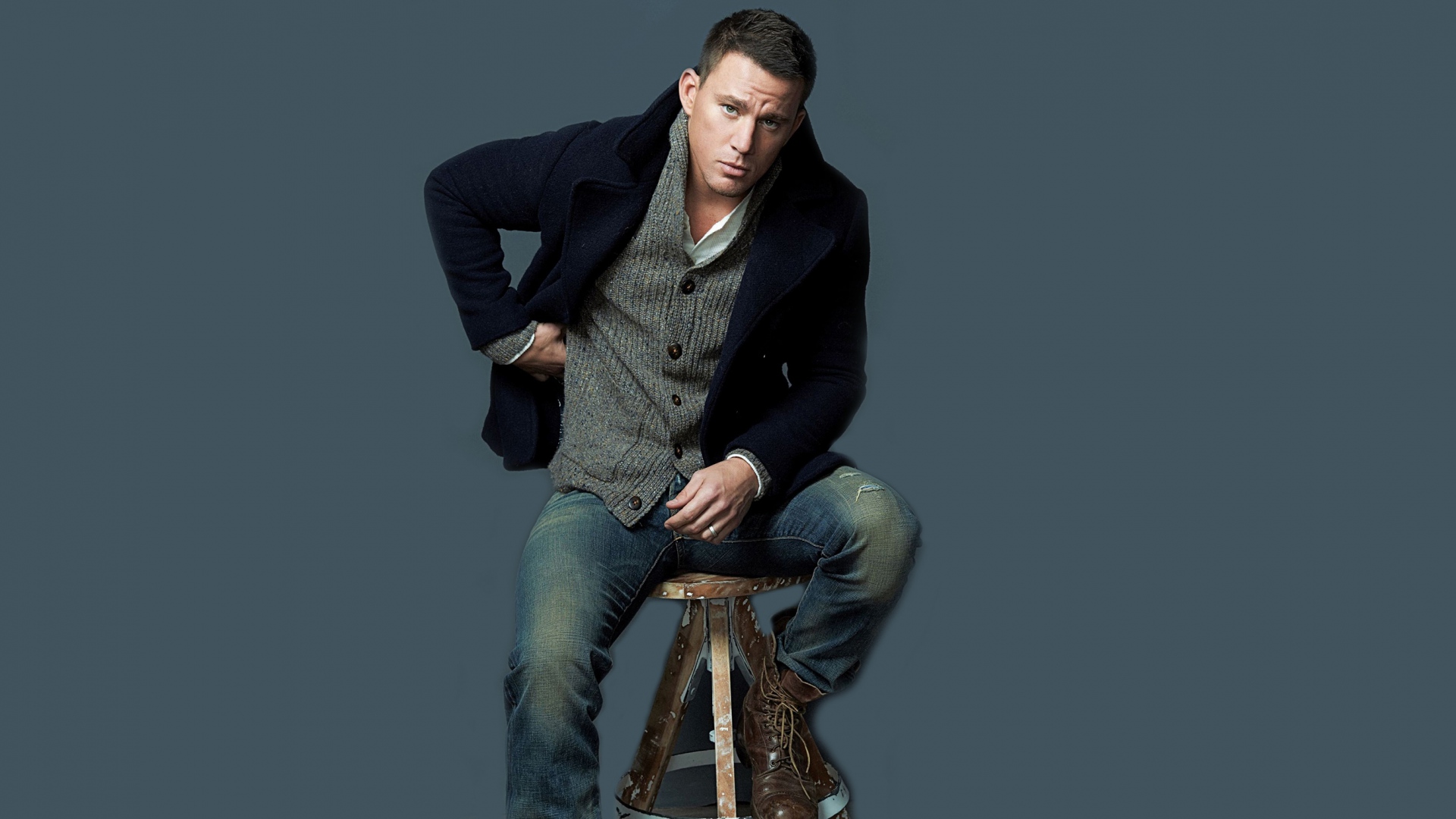 channing tatum wallpaper,sitting,standing,jeans,human,denim