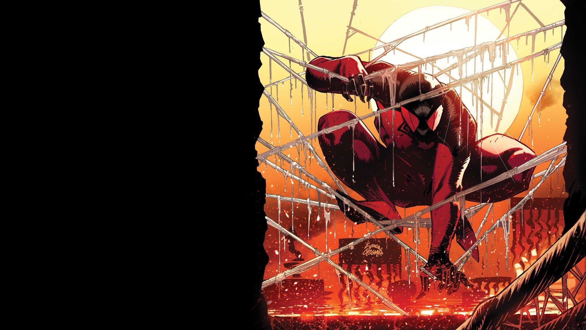 scarlet spider wallpaper,spider man,fictional character,superhero,fiction,cg artwork