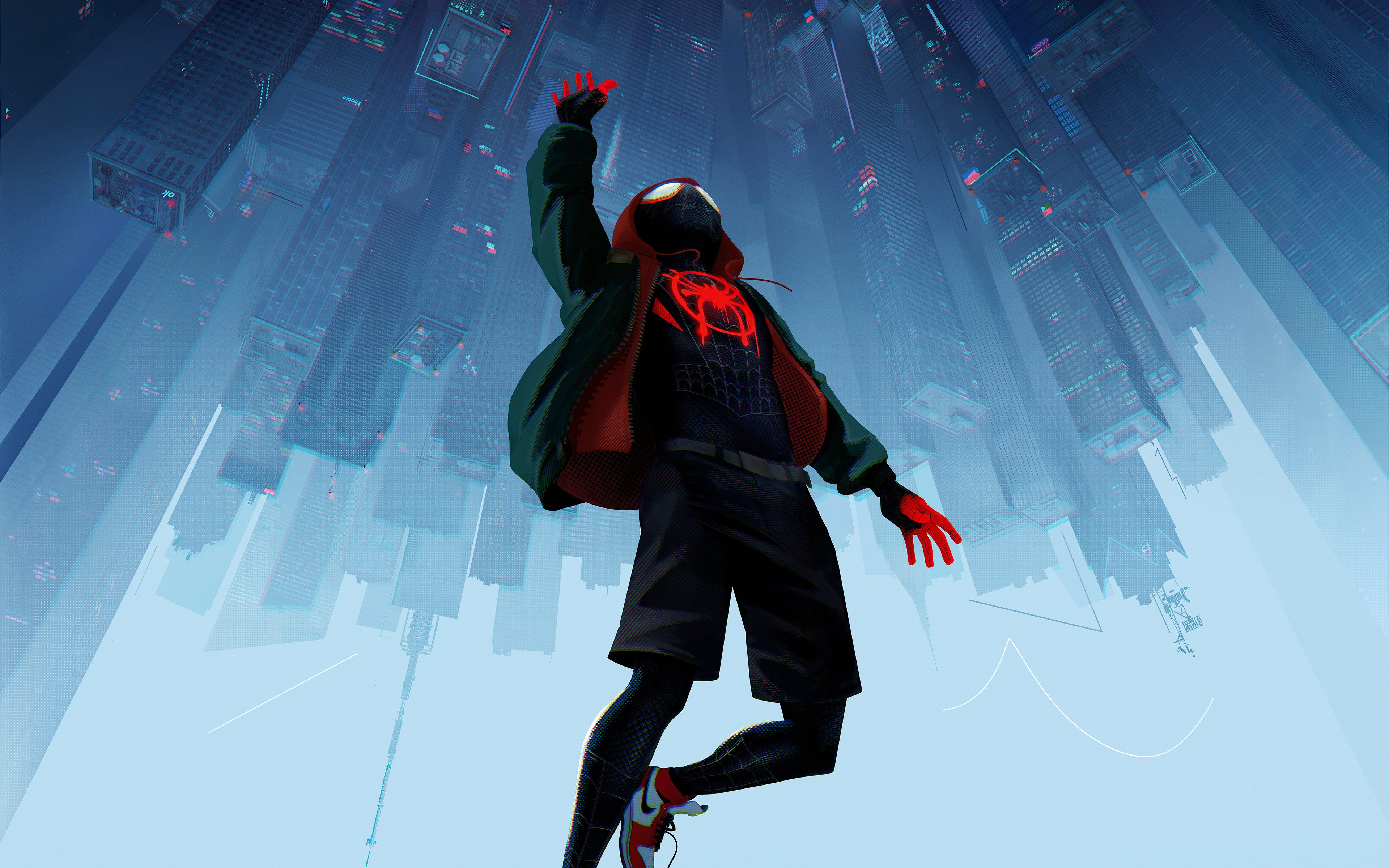 spider verse wallpaper,extreme sport,air sports,parachuting,adventure,fictional character