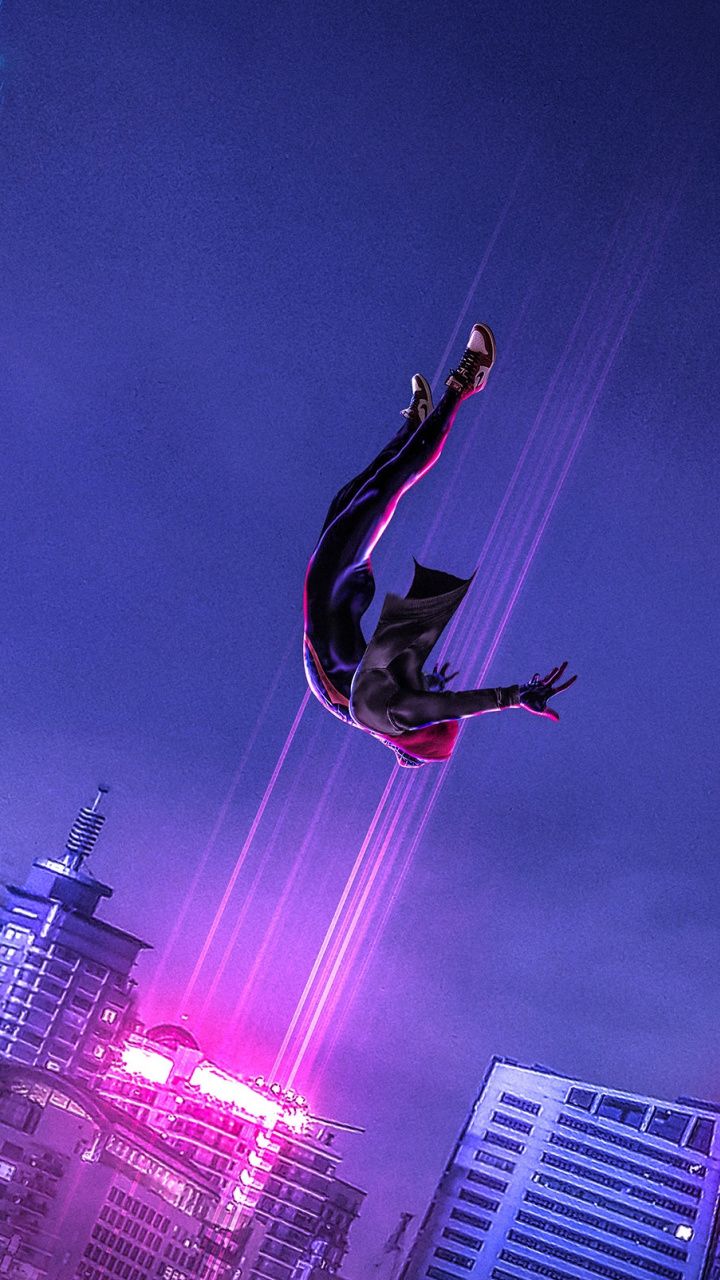 spider verse wallpaper,extreme sport,performance,stunt performer,flip (acrobatic),recreation