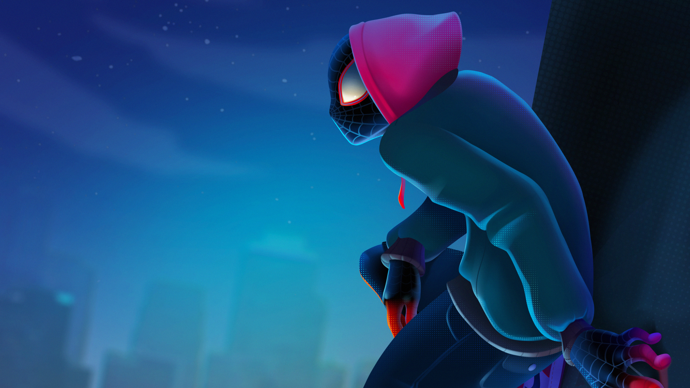 spider verse wallpaper,blue,electric blue,fictional character,organism,space