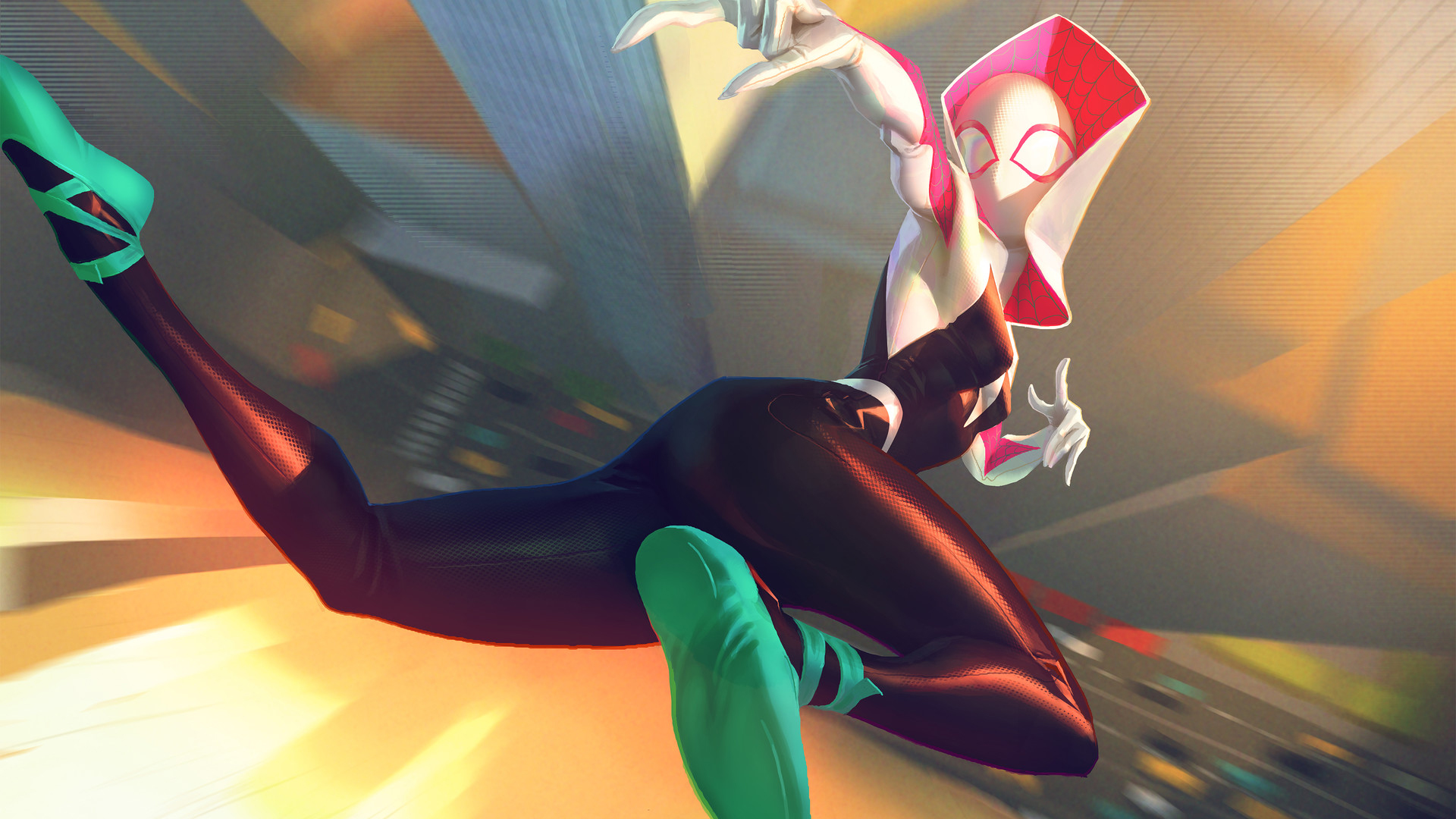 spider gwen wallpaper,sportswear,leg,tights,thigh,footwear