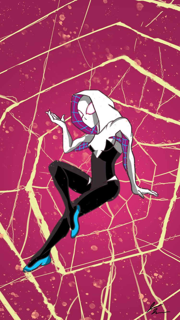 spider gwen wallpaper,pink,fictional character,illustration,spider man,drawing