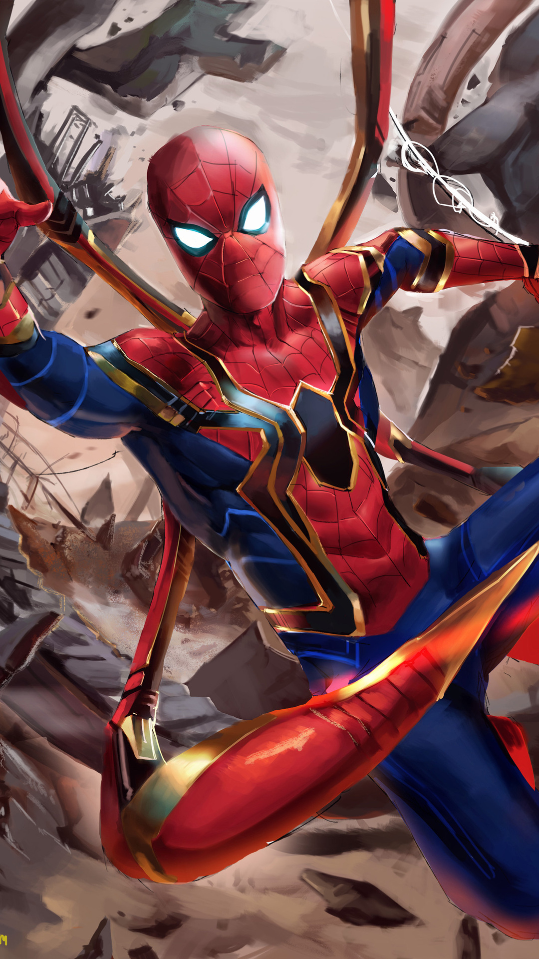 iron spider wallpaper,superhero,fictional character,hero,spider man,cg artwork