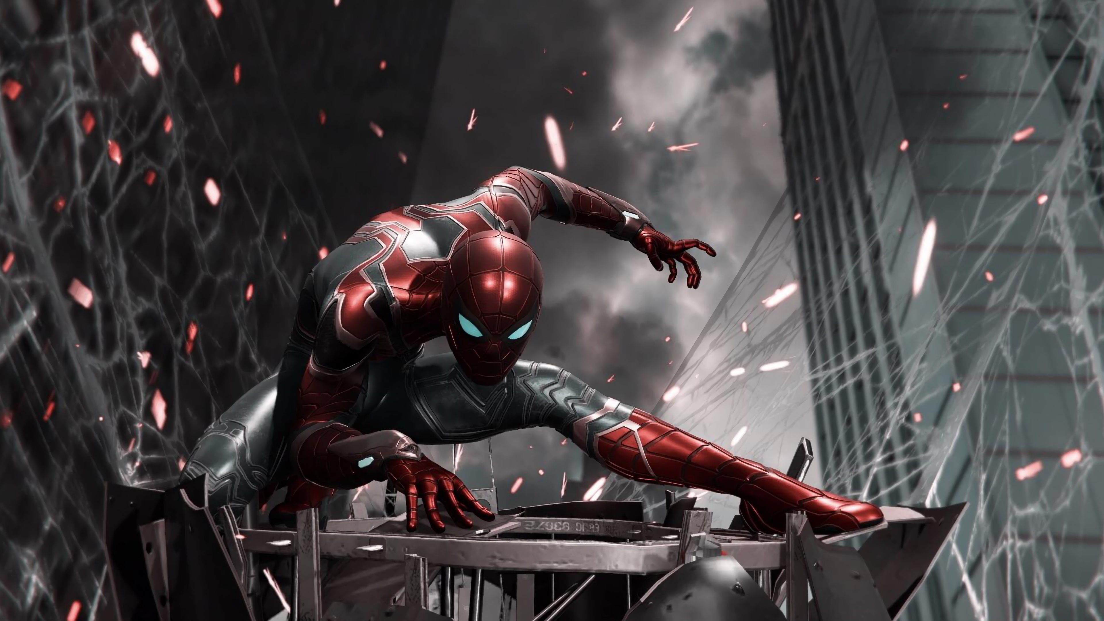 iron spider wallpaper,fictional character,superhero,cg artwork,supervillain,spider man