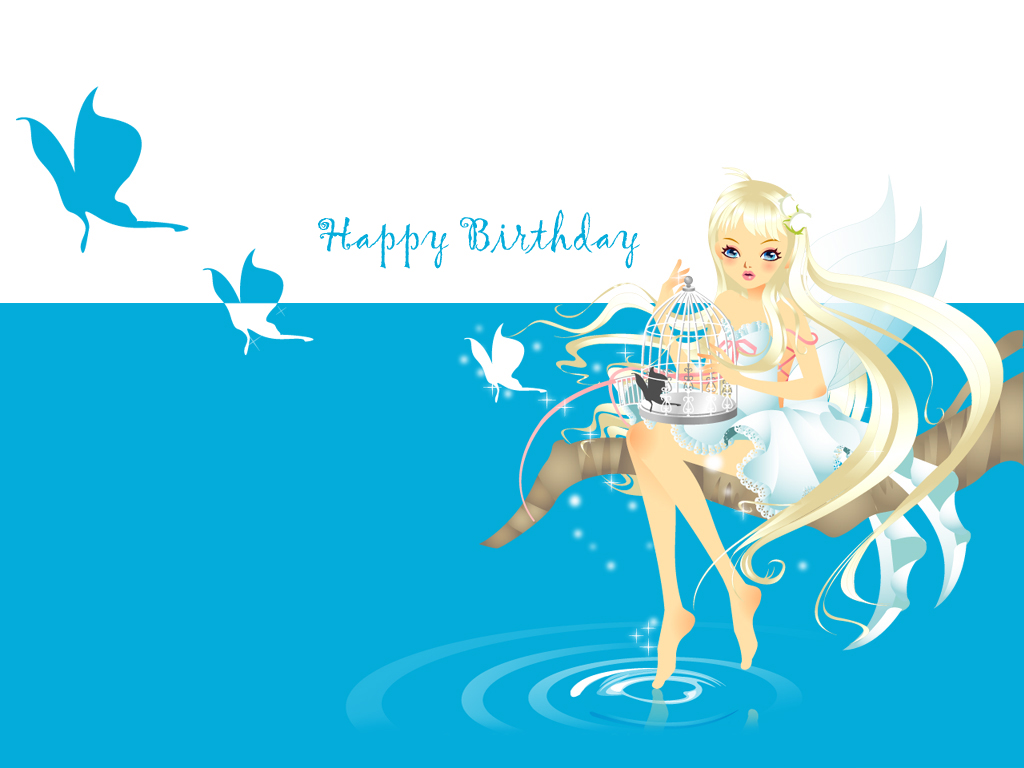 3d birthday wallpaper,cartoon,illustration,fictional character,sky,graphic design