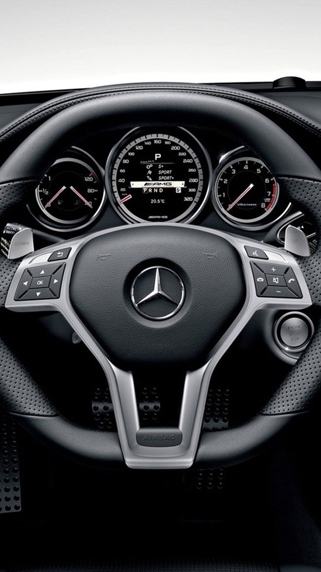 mercedes amg wallpaper iphone,steering part,steering wheel,speedometer,car,vehicle