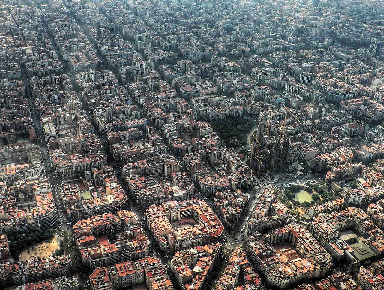 壁紙バルセロナ,空中写真,市街地,風景,写真撮影,パターン