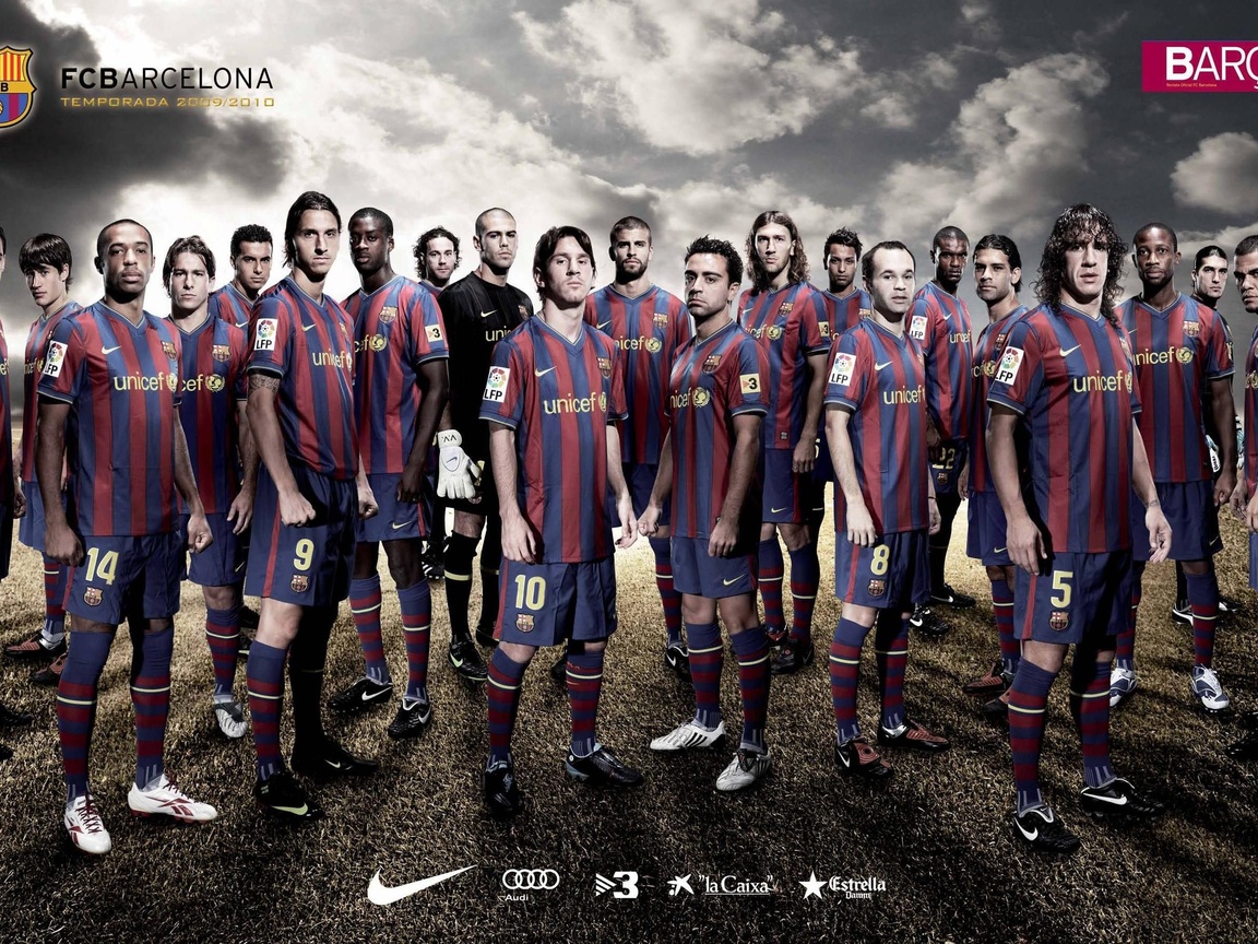 fond d'écran des joueurs de barcelone,équipe,police de caractère,joueur,tenue de sport