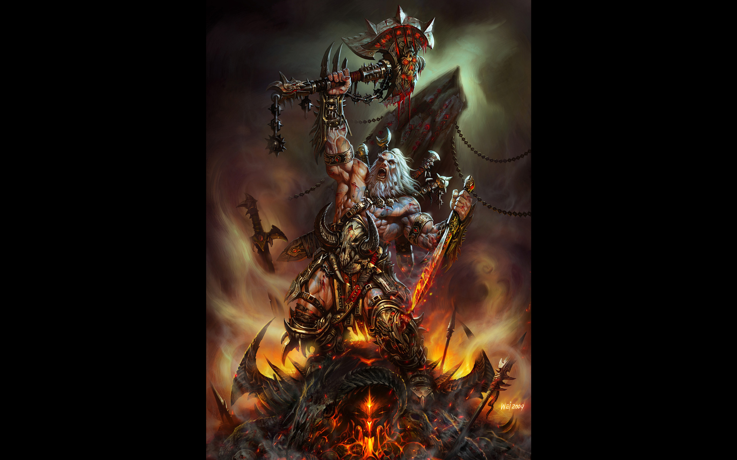 rey bárbaro fondo de pantalla,oscuridad,cg artwork,diseño gráfico,árbol,demonio