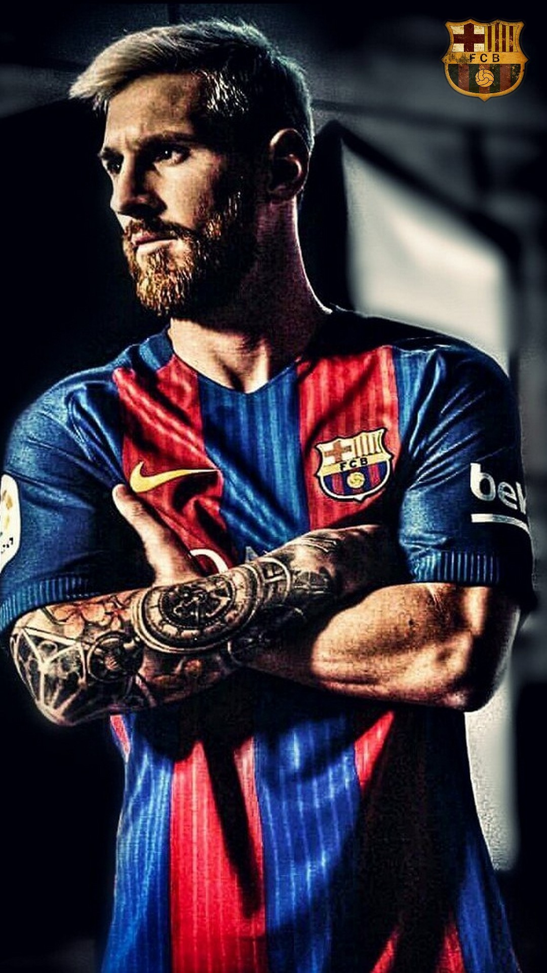 messi wallpaper android,arm,facial hair,sports uniform,tattoo,elbow