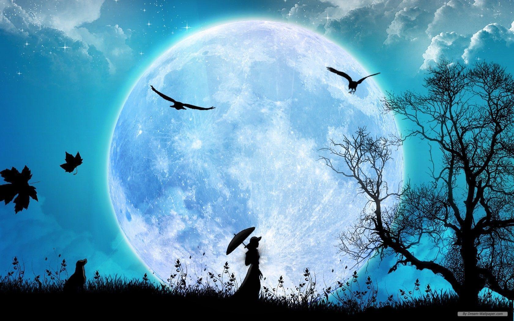 bonne nuit fond d'écran 3d,ciel,la nature,atmosphère,clair de lune,illustration