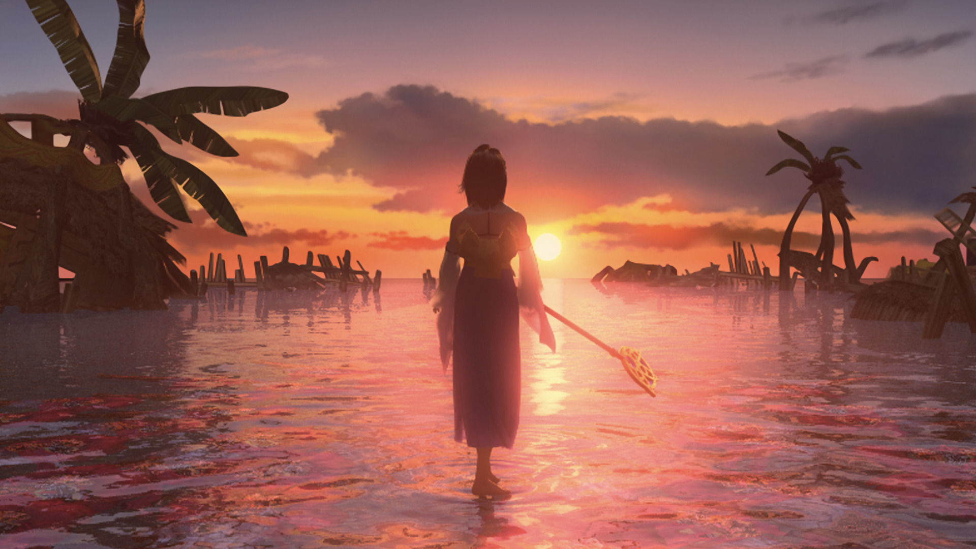 fond d'écran final fantasy 10,ciel,lever du soleil,le coucher du soleil,horizon,océan