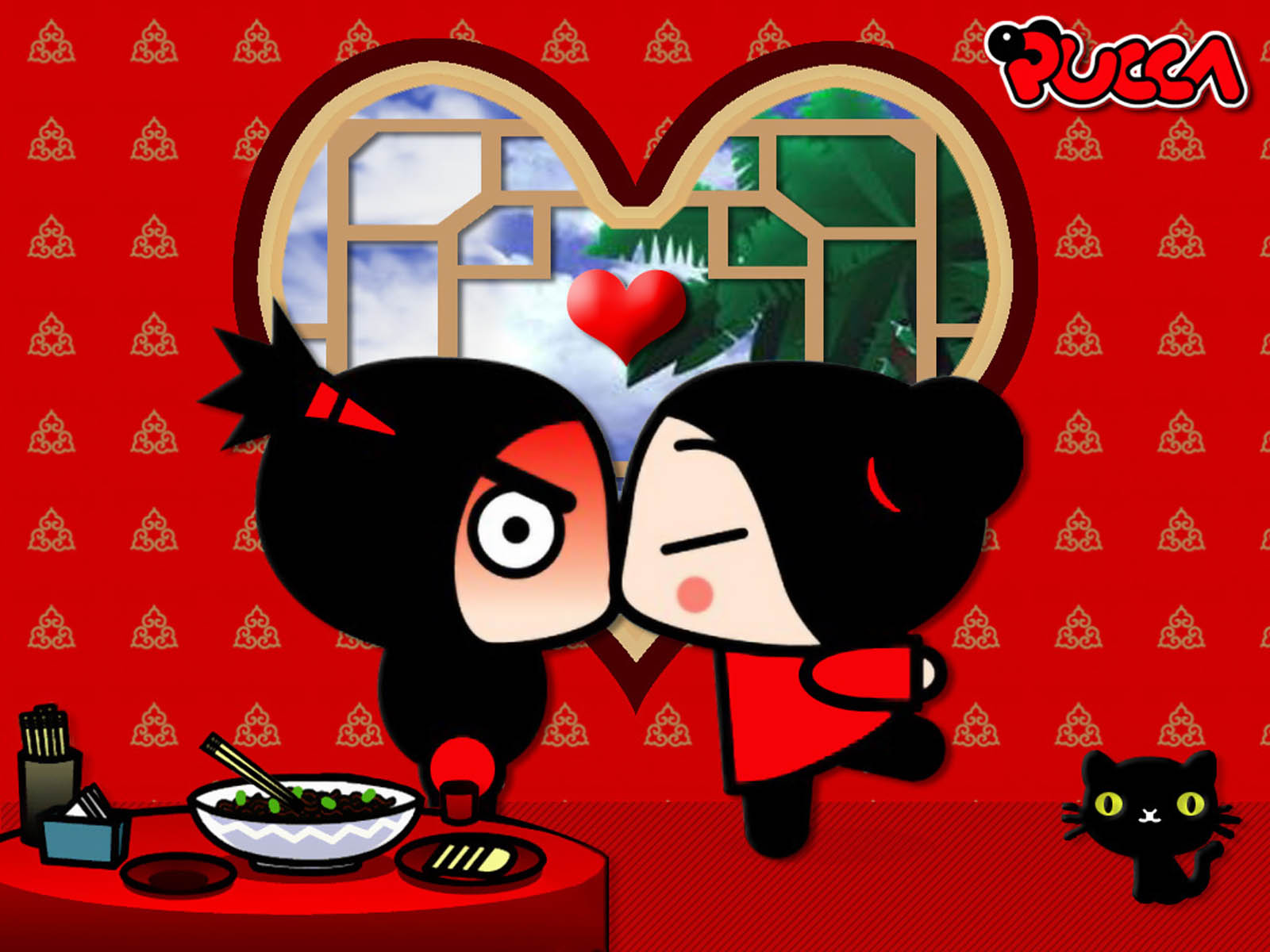 pucca wallpaper,cartoon,red,love,valentine's day,heart