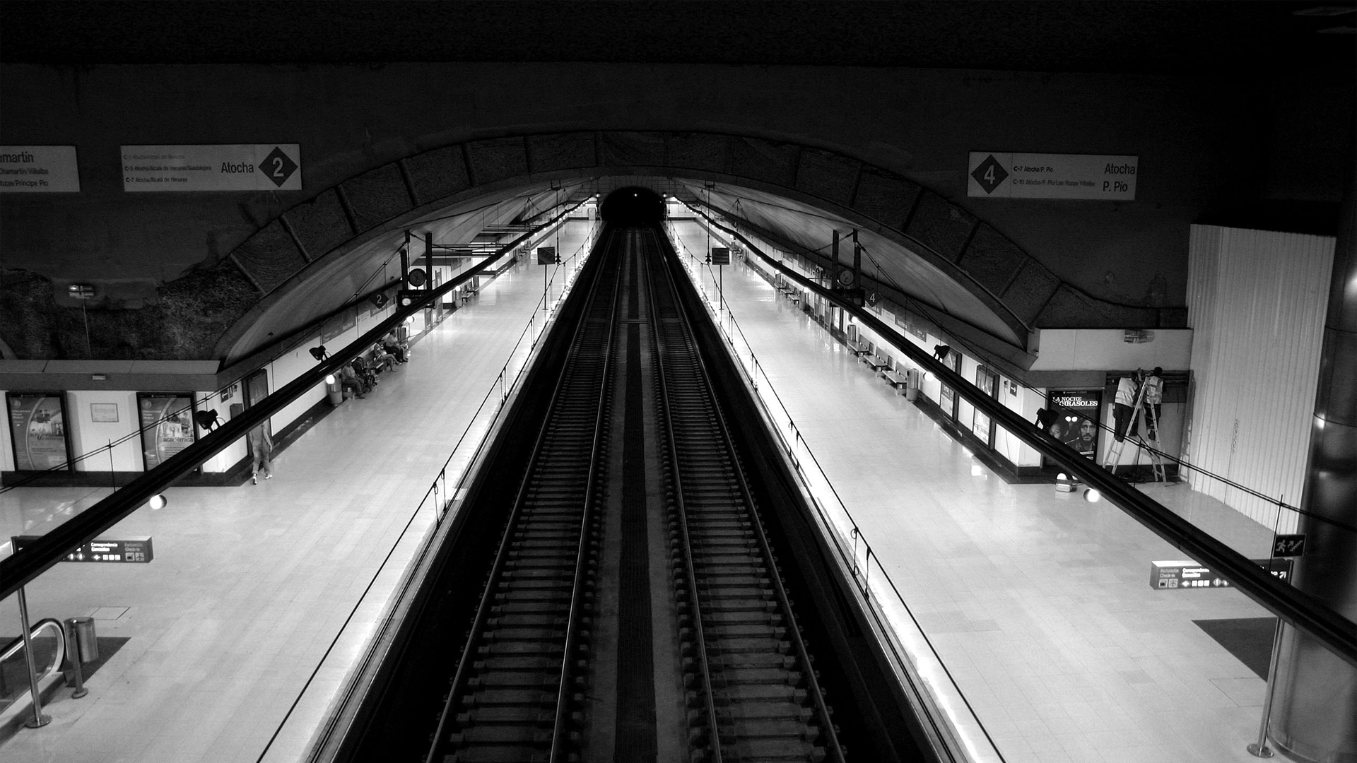 기차역 벽지,검정,하얀,검정색과 흰색,단색화,흑백 사진