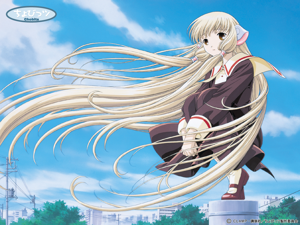 chobits wallpaper,cg artwork,anime,cartoon,sky,long hair