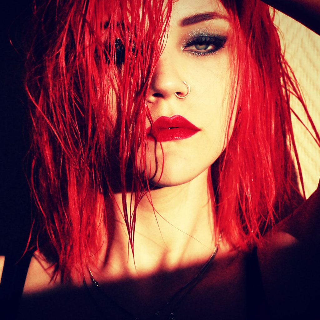 Bright Red Hair With Red Lipstick WallpaperUse
