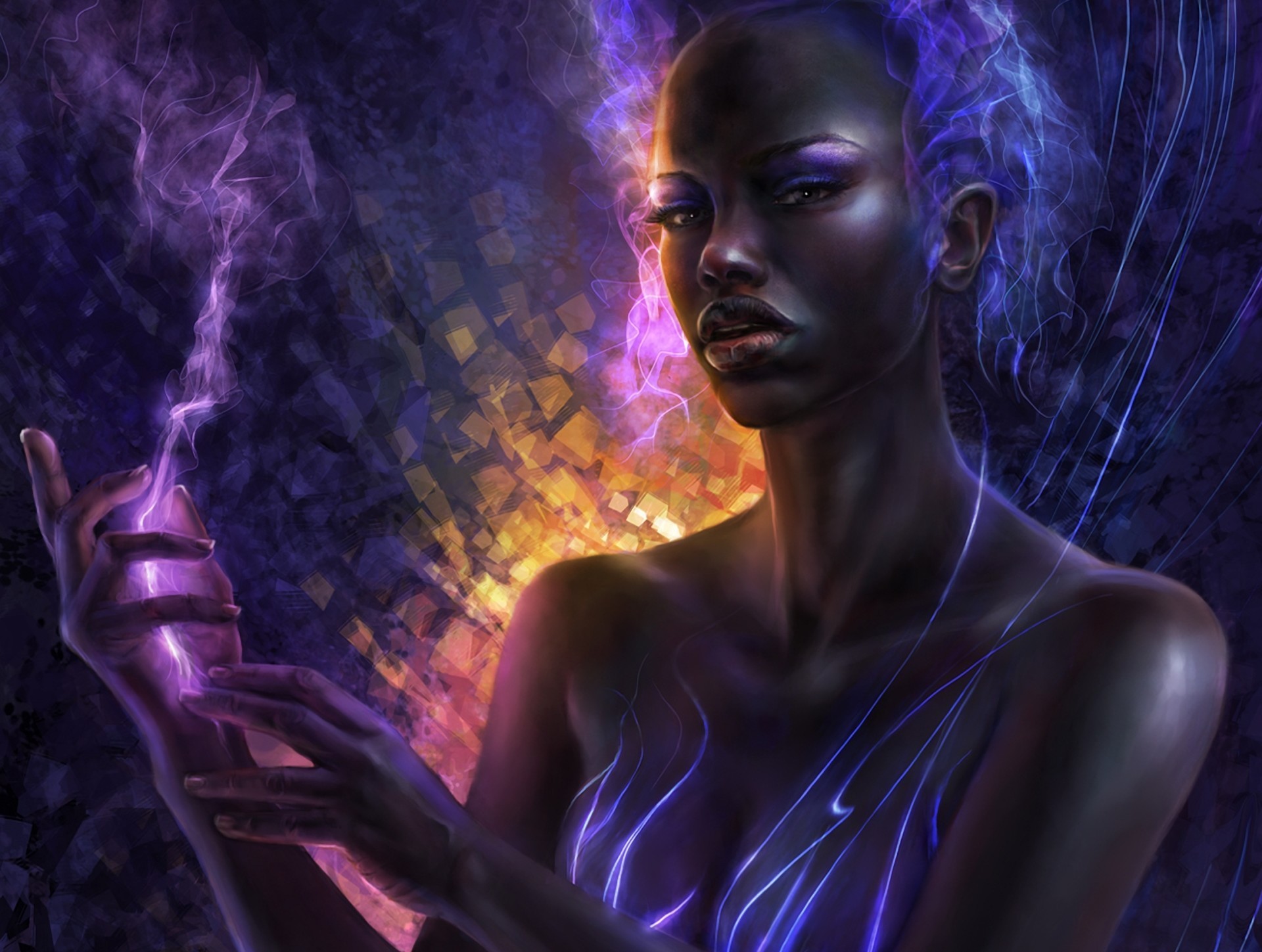 黒人女性の壁紙,紫の,cgアートワーク,バイオレット,人間,闇