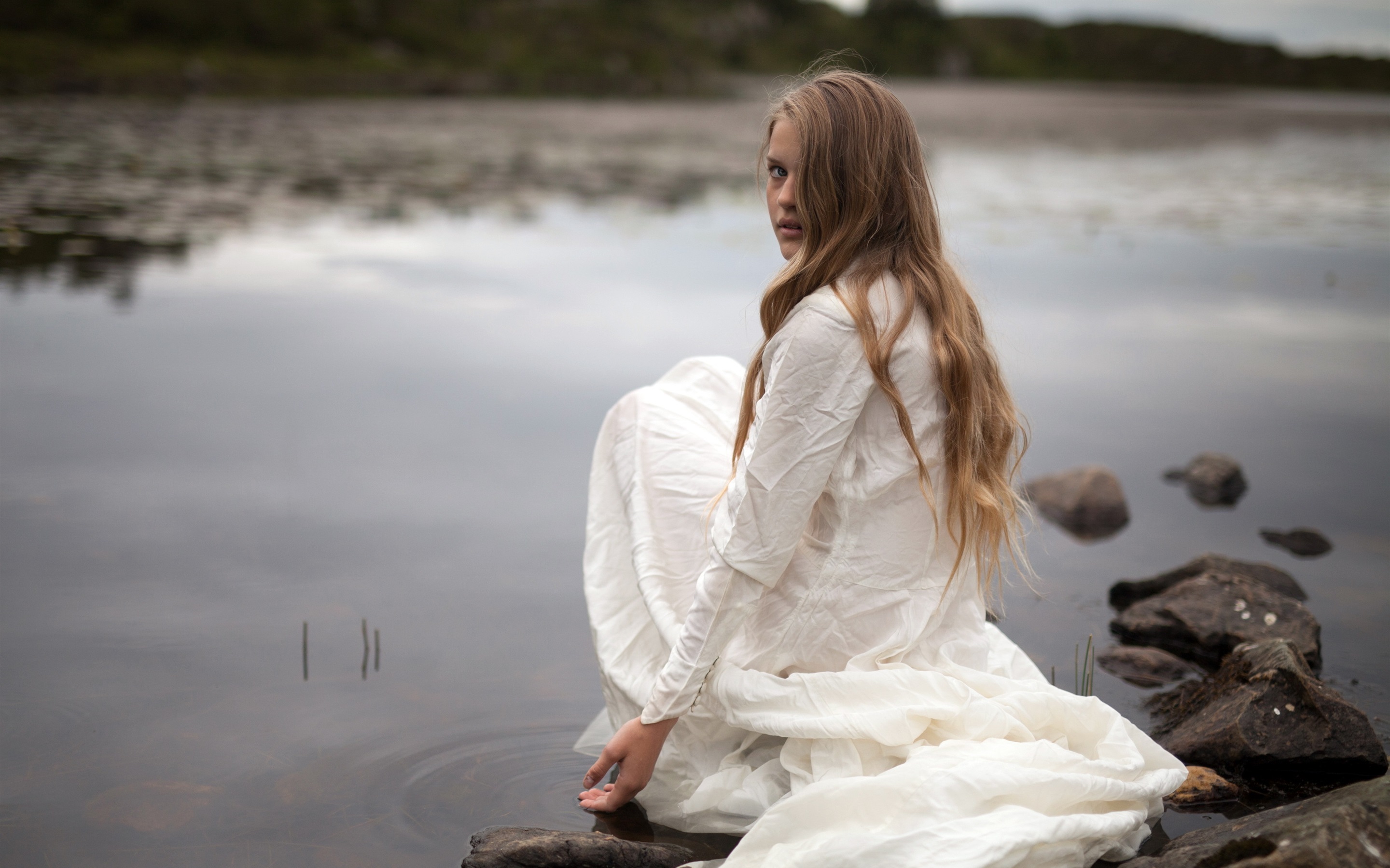 back girl wallpaper,people in nature,white,beauty,dress,long hair