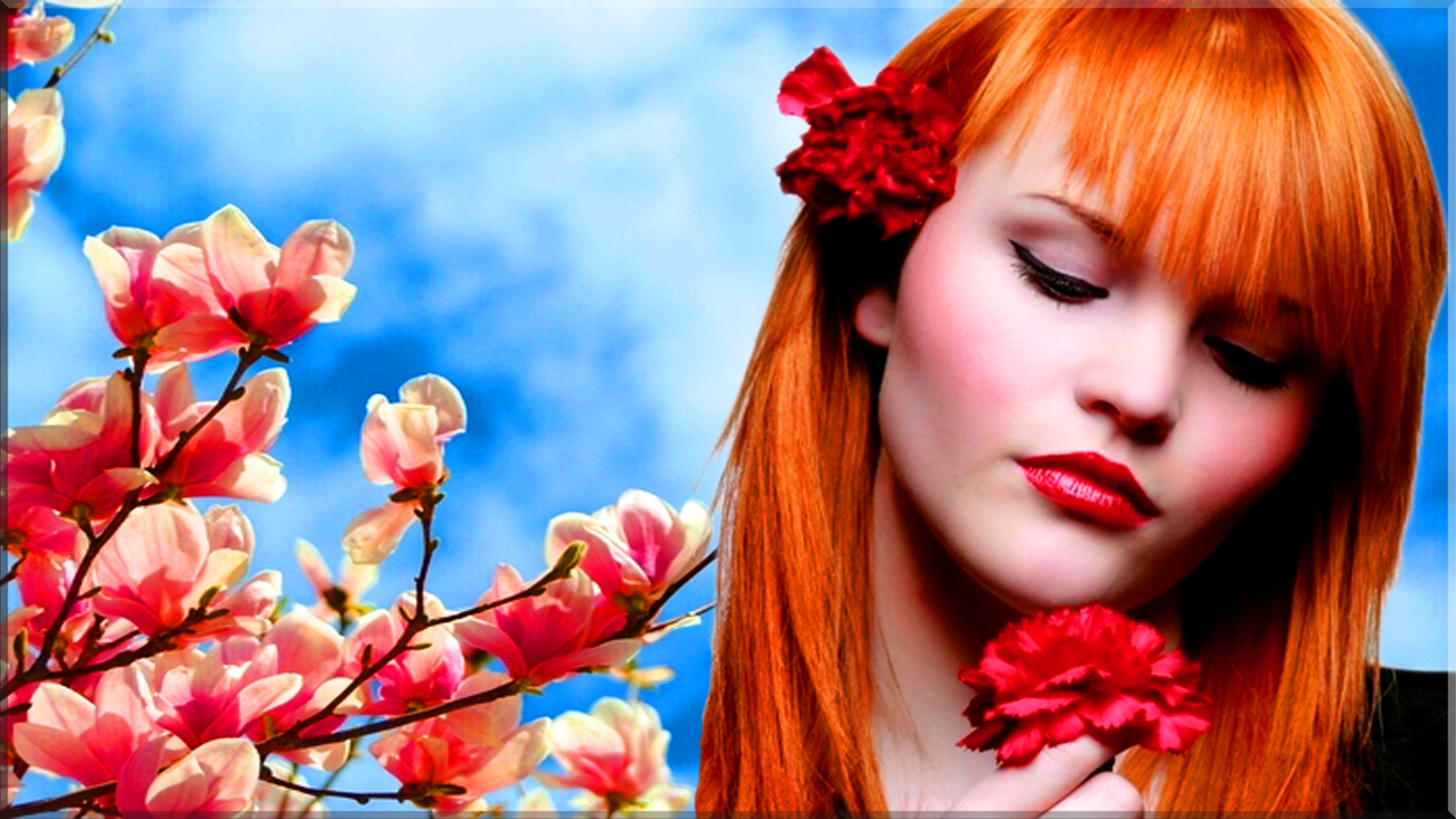 models wallpaper female,hair,beauty,lip,petal,flower