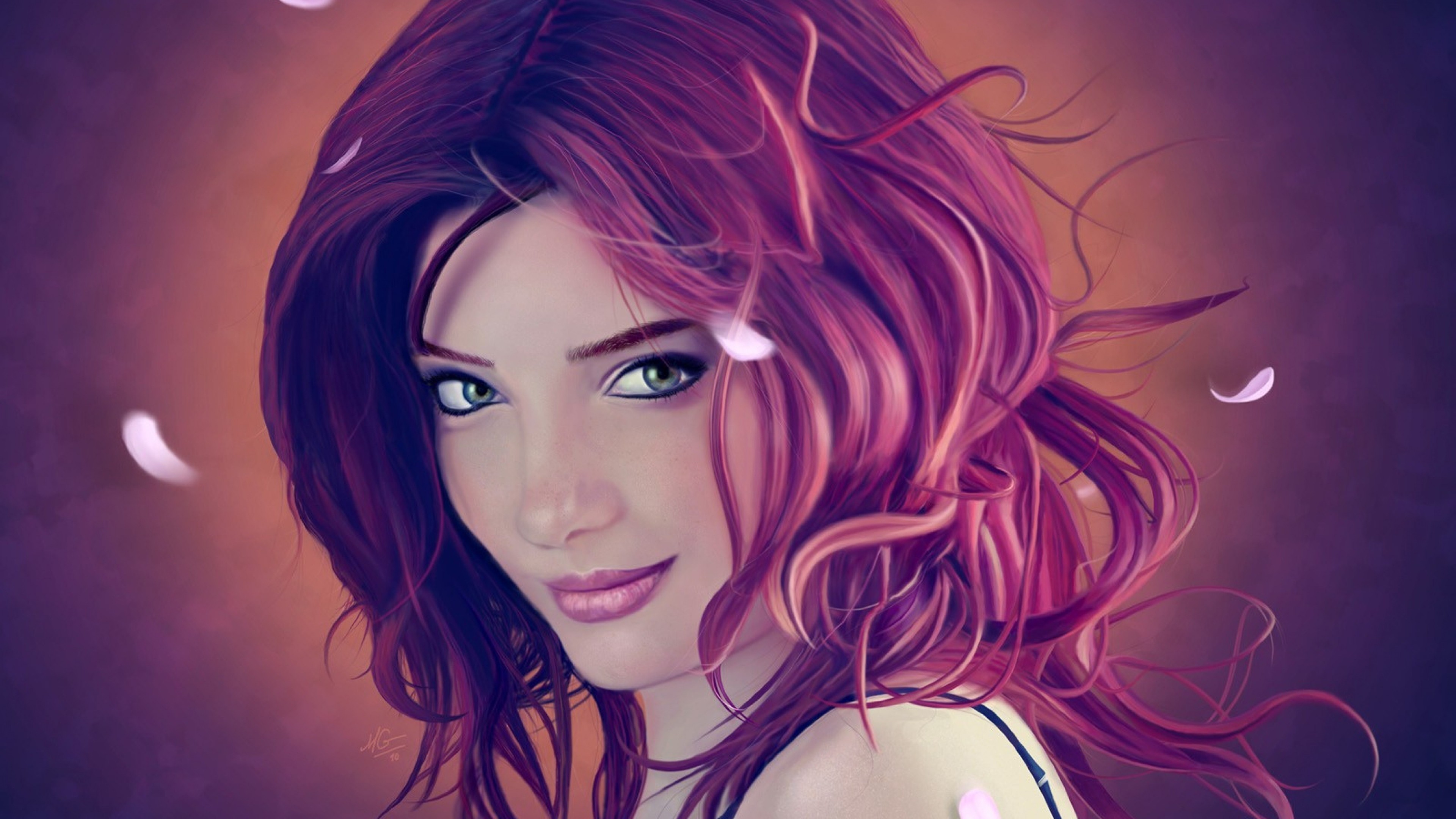 carta da parati arte ragazza,capelli,viso,cg artwork,bellezza,viola